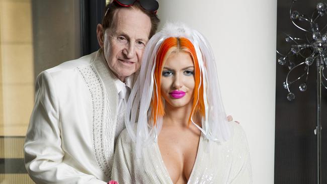 Geoffrey Edelsten and Gabi Grecko after their Melbourne wedding. Picture: Nathan Dyer