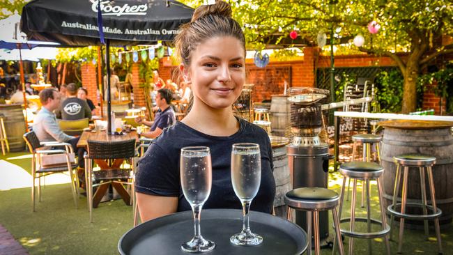 Alexis Zakula in the beer garden of The Ed. Picture: AAP/Roy Vandervegt