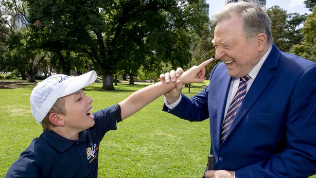 Tyler and Peter Hitchener at Glen Waverley Public Golf Course. Picture: Andy Brownbill