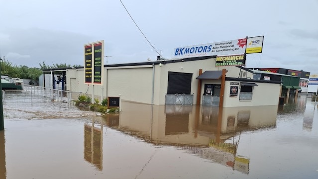 B&amp;K Motors owner Dave Kemp said the flood mitigation he put in after the devastating 2011 floods could save his business from the worst of the damage. Picture: Dave Kemp / contributed