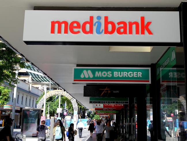 General Brisbane City Streetscape images - Medibank Private and Mos Burgers signage in the Brisbane CBD, Brisbane Monday 10th May 2021 Picture David Clark