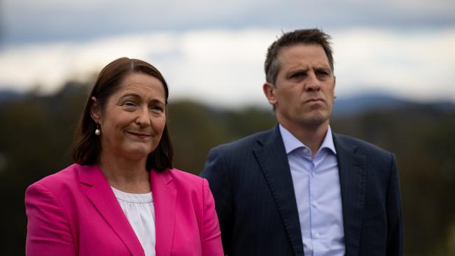 Gilmore Labor candidate Fiona Phillips with shadow health minister Ryan Park. Picture: Nathan Schmidt