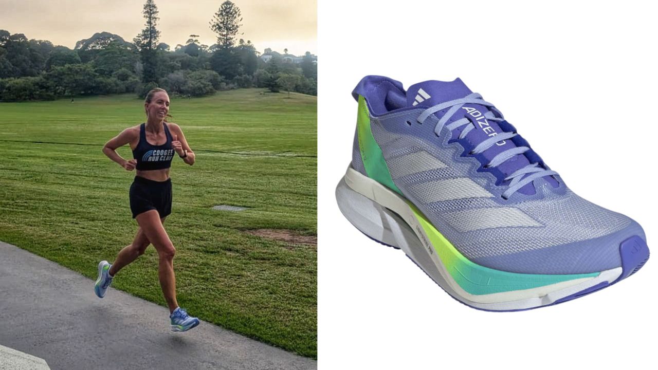 The shoes that'll make you fly. Image: Tara Meakins & adidas