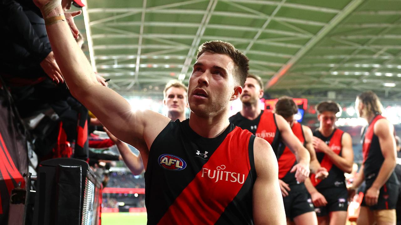 Zach Merrett soaks up another Bombers win. Picture: Quinn Rooney/Getty Images