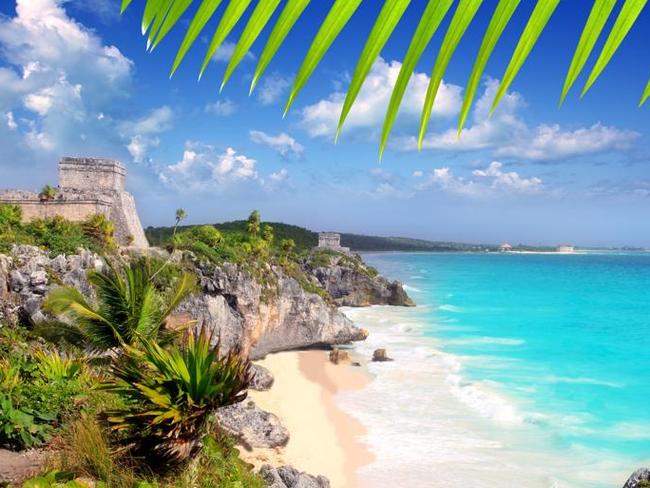 ancient Mayan ruins Tulum Caribbean turquoise