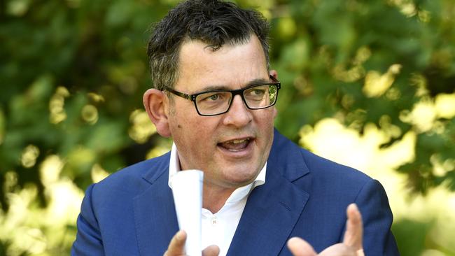 MELBOURNE, AUSTRALIA - NewsWire Photos JANUARY 19, 2022: Victorian Premier Daniel Andrews provides the daily Covid update to the media at Parliament House in Melbourne. Picture: NCA NewsWire / Andrew Henshaw