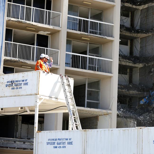 The demolition of the Iluka building at Surfers Paradise continues