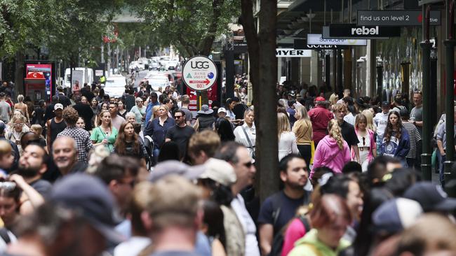 The crowds were also packed like sardines at Pitt Street Mall in Sydney. Picture: NCA NewsWire/ Dylan Robinson