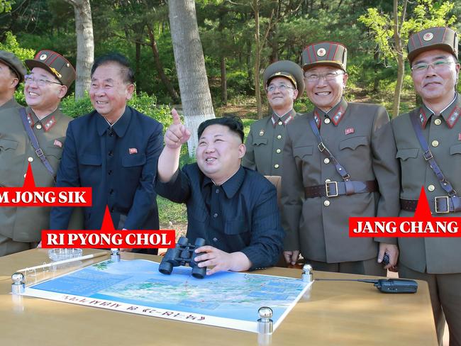 epa06064631 (FILE) - An undated file handout photo made available by the North Korean official news agency KCNA on 22 May 2017 shows supreme leader of the Democratic People's Republic of Korea Kim Jong-un (C) supervising the test-fire of the ground-to-ground medium-to-long range strategic ballistic missile Pukguksong-2 at an undisclosed location in North Korea (reissued 04 July 2017). According to media reports, North Korea launched a ballistic missile on 04 July, that flew around 930km towards the Sea of Japan. The missile fell into Japan's exclusive economic zone in the Sea of Japan, according to Japanese Chief Cabinet Secretary Yoshihide Suga. North Korea said that it has successfully tested an intercontinental ballistic missile (ICBM).  Picture: EPA/KCNA/AAP