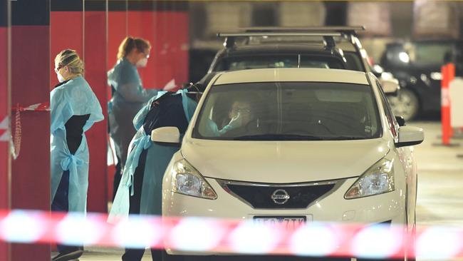 A spike in cases in Victoria is a worrying development for those hoping Queensland’s borders will reopen soon. In this picture, people are being tested for Covid-19 at Northland shopping centre in Melbourne. Picture: AAP Image/James Ross