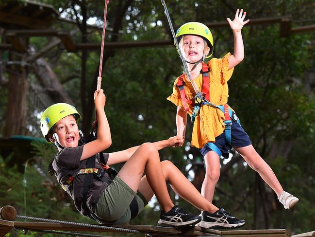 THE Mornington Peninsula and Bass Coast have topped holiday itineraries as Victorians armed with travel vouchers embarked on an $85 million regional spending spree.  It comes as a new wave of $200 vouchers were announced. (L-R) William (9) and Charlotte Dolling (4) at The Enchanted Adventure Garden in Arthurs Seat. Picture: Josie Hayden