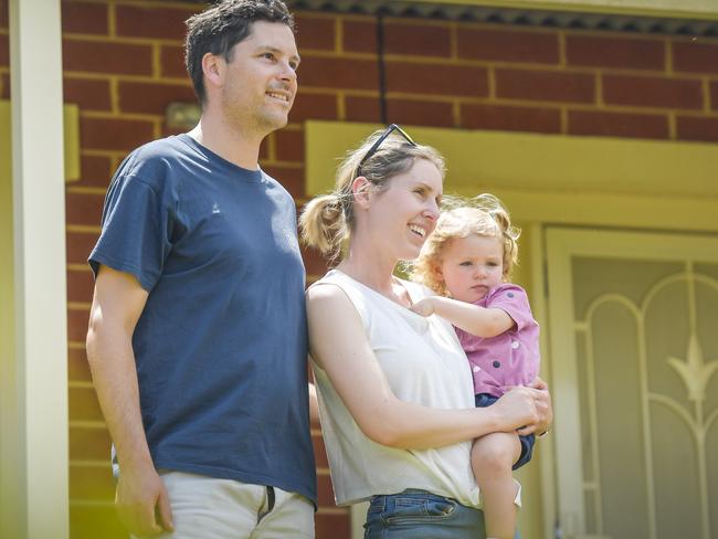 Wednesday November 09 2022 A Mount Barker family Krystal, Maeve 22mnths and Jeffery OÃconnell at the end of their street. Mount Barker Growth and new developments increasing.Pic Roy VanDerVegt