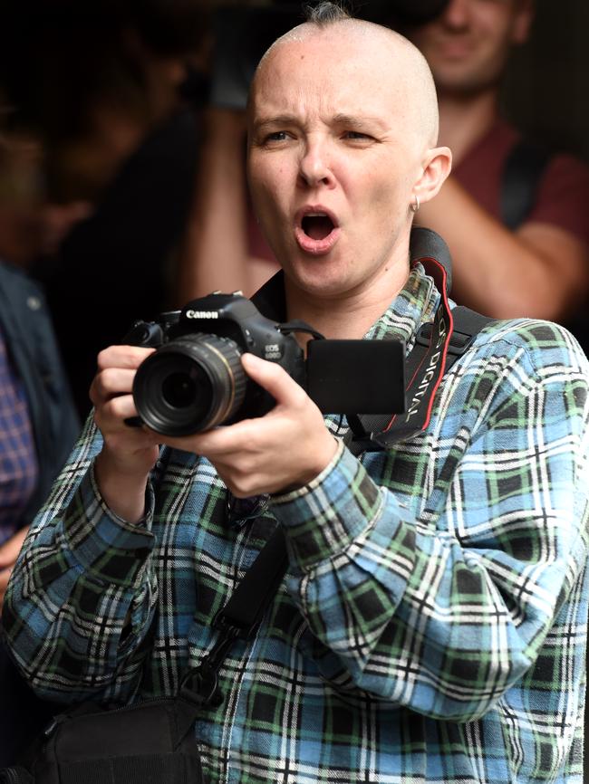 A protester takes vision. Picture: Nicole Garmston