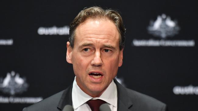 Health Minister Greg Hunt in Canberra on Wednesday. Picture: AAP