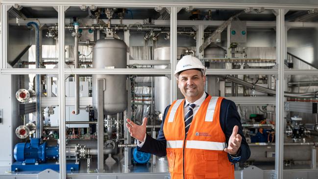 AGIG general manager Craig de Laine in front of the $3.25m electrolyser, which will convert water to hydrogen and oxygen, at the Tonsley Innovation District, Adelaide. Picture: Greg Adams