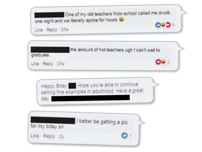 Examples of social media messages revealing inappropriate exchanges and comments.