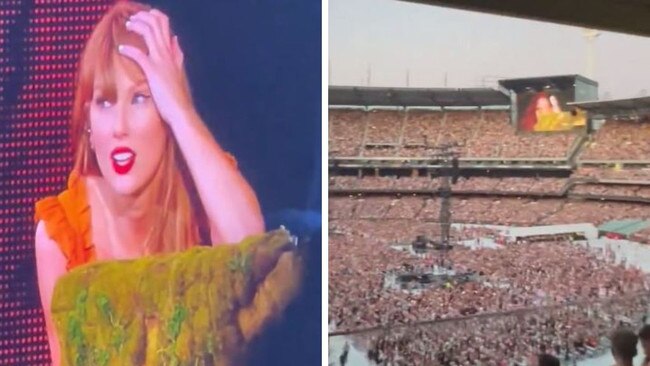 Taylor Swift was left speechless for a moment at the size of the MCG crowd.
