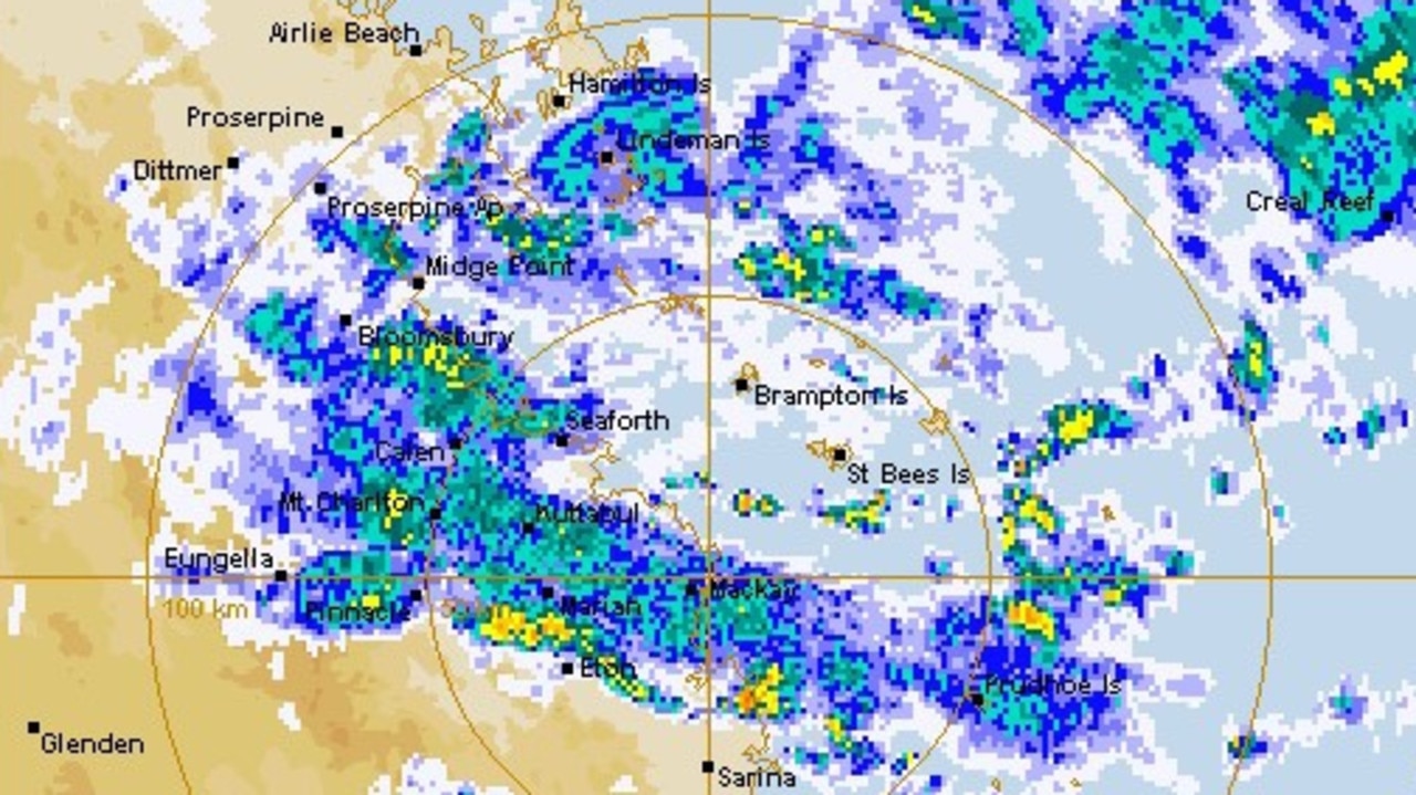 The wet weather system sitting over Mackay and Whitsunday regions. Image: BOM