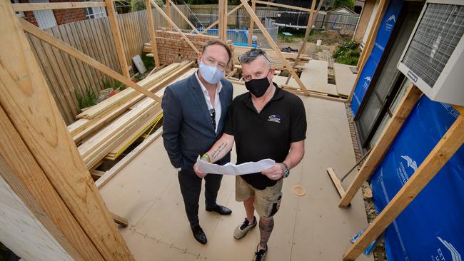 Builder Richard McCoid and Senior Project Manager, Nick Uren, from Extensions Unlimited on a half completed site in Lysterfield. Picture: Jay Town