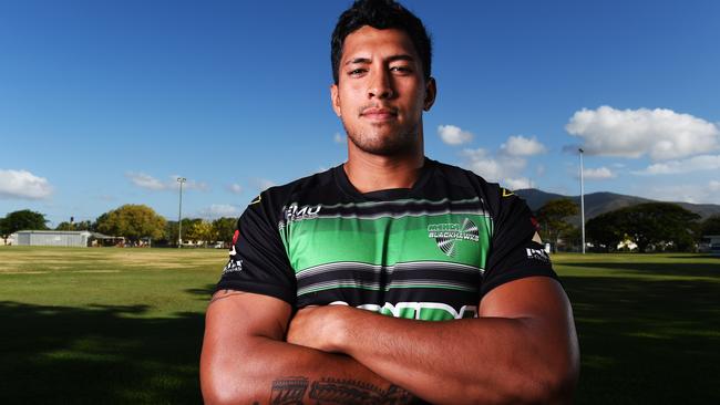 Oshae Tuisasau, pictured here in 2016 after signing with the Townsville Blackhawks, had a promising rugby league career without quite cracking the big-time. Picture: Zak Simmonds