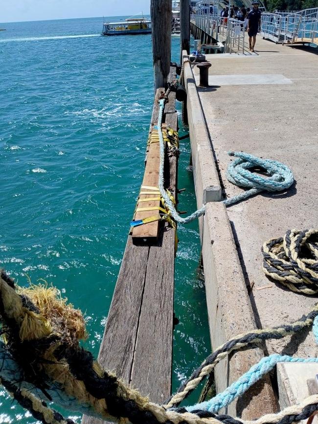 Timber runners along the end of the Green Island jetty have 