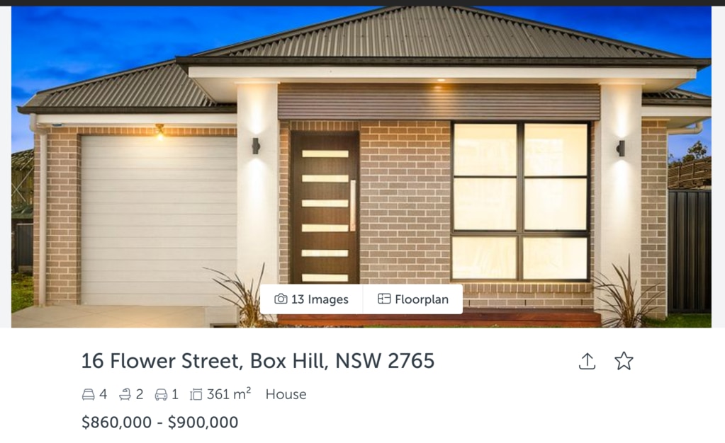 A house for sale in Box Hill Sydney.