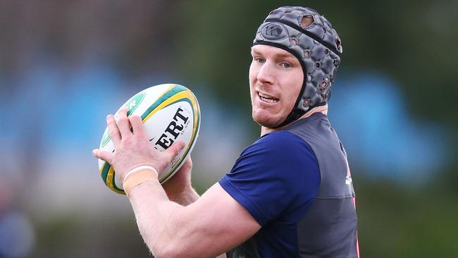 David Pocock trains with the Wallabies in Melbourne ahead of tomorrow night’s second Test.