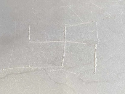 Photograph of a Swastika taken at St Bernard's College in Essendon, Melbourne. Picture: Supplied