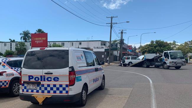 A man was arrested by police after a vehicle rolled on Eyre Street in North Ward. Picture: KATE BANVILLE