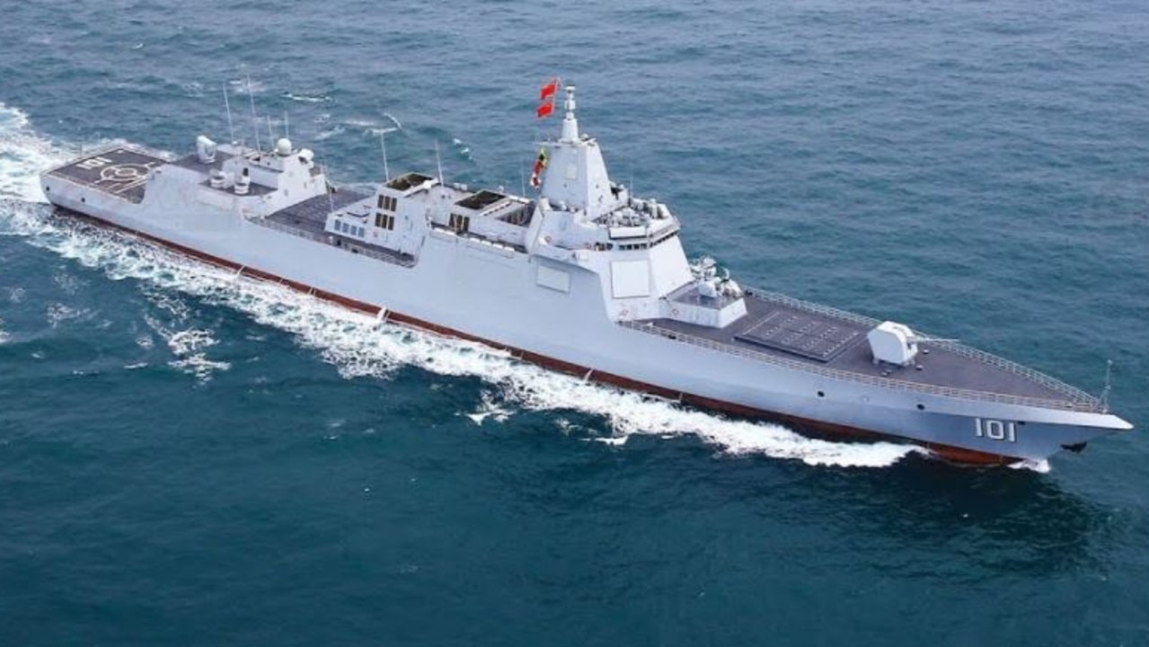 The new Type 055 112 VLS-cell warship Nanchang displays its clean, modern lines. Picture: CCTV