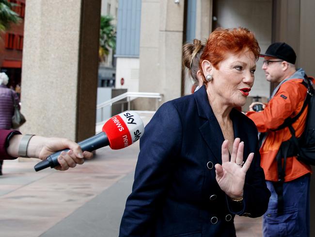 Senator Pauline Hanson will argue her freedom of speech trumps the alleged breach of the Racial Discrimination Act. Picture: NCA NewsWire / Nikki Short