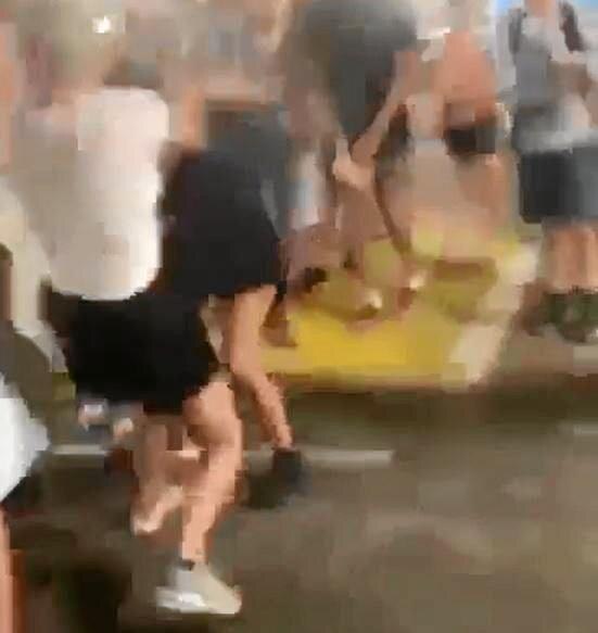 Screenshots from the unprovoked attack on 16-year-old Abrial Taylor in a carpark on Jacaranda Thursday. Picture: Contributed