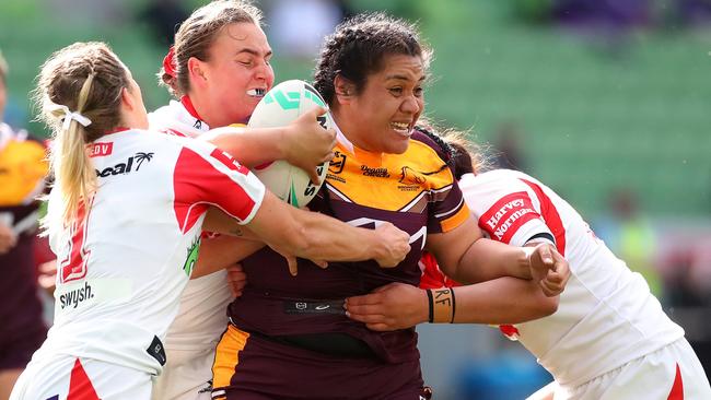 Amber Hall is one of the toughest players to tackle in the women’s game. Picture: Kelly Defina / Getty Images