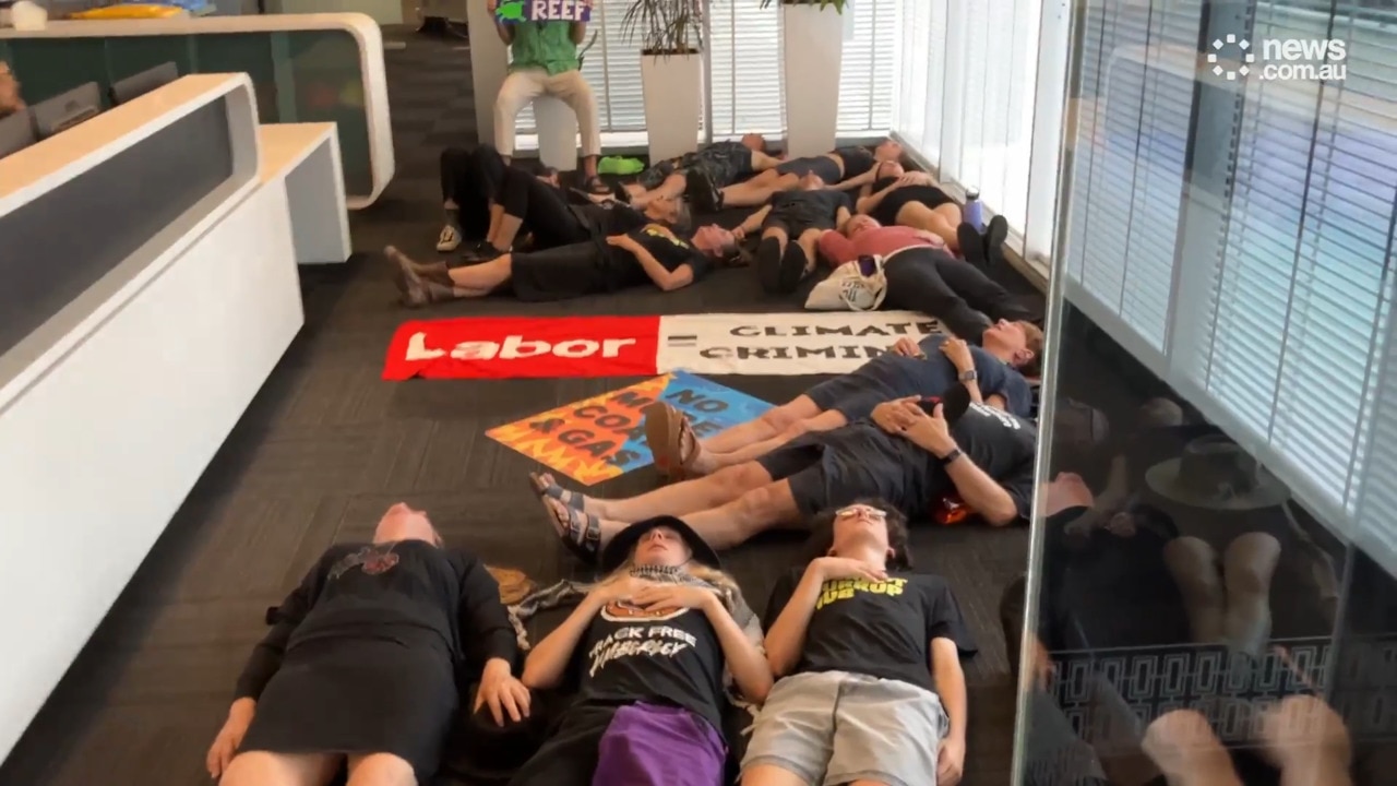 Activists protest at WA premier's office following gas plant extension approval