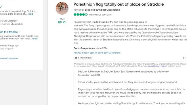 The post on tourist website TripAdvisor.