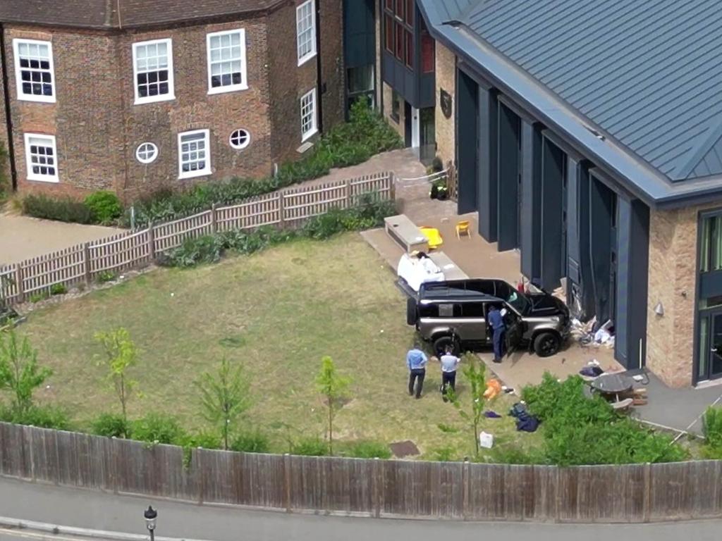 A Land Rover Defender crashed into the London school. Picture: Yui Mok/PA Images via Getty Images