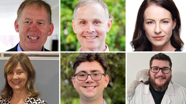 FORDE CANDIDATES: clockwise from top left: Sitting MP Bert van Manen; ALP candidate Rowan Holzberger; United Australia Party's Roxanne O'Halloran; The New Liberals Samuel Holland; The Greens Jordan Hall and Animal Justice Party's Linda McCarthy.