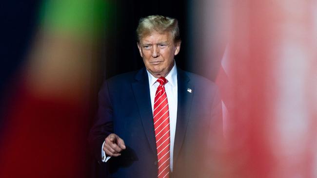 Former US President and 2024 presidential hopeful Donald Trump arrives for a campaign event in Rome, Georgia. Picture: Elijah Nouvelage/AFP