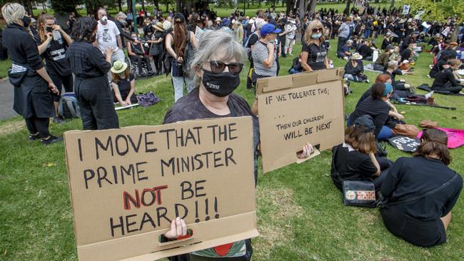 Protesters were urged to wear black. Picture: David Geraghty