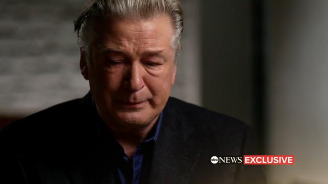 Hutchins claimed Alec Baldwin made it sound like he was the victim in this teary interview. Picture: ABC