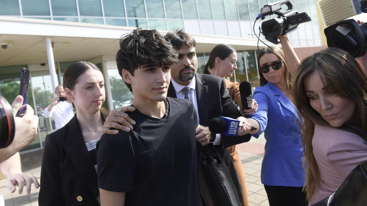 Dhirren Randhawa leaves Christies Beach Magistrates Court with his mother. Picture: NCA NewsWire / Roy VanDerVegt