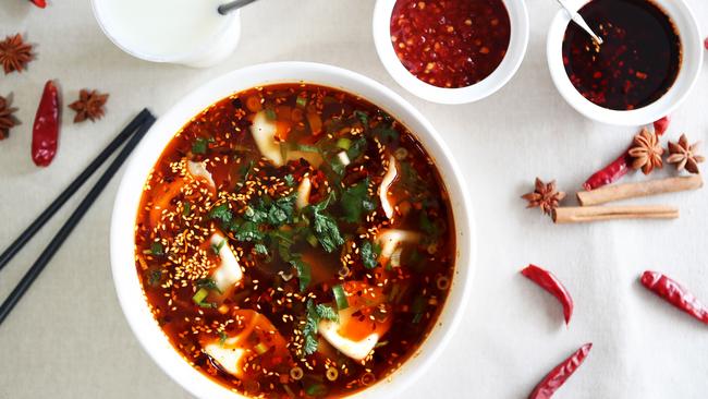 Hot stuff: the hot-sour dumpling soup at Shaanxi-style restaurant. Picture: Rebecca Michael.