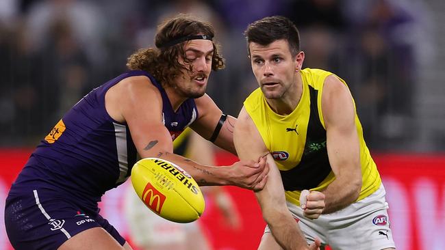 Trent Cotchin gave his best performance of the season in game 299. Picture: Paul Kane/Getty Images