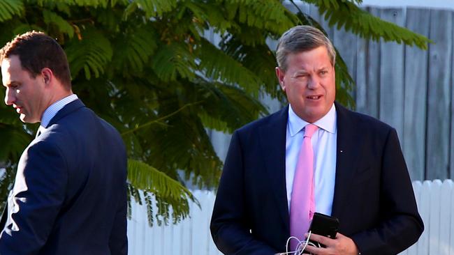 Qld Opposition Leader Tim Nicholls leaves his Hendra home late this afternoon Picture AAP/David Clark