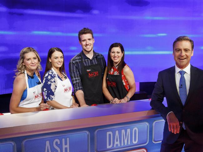 O'Keefe with MKR's Bek Outred, Ash Brannan, Damo Aherne and Caz Aherne. Picture: Supplied / Channel 7