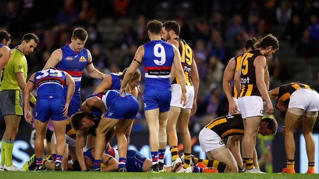 Ben McEvoy and Josh Dunkley collided heavily. Pic: Getty Images