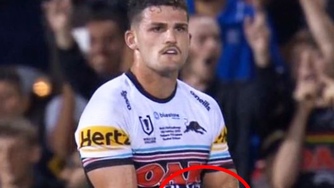 Nathan Cleary copped it over the celebration. Pic: Fox League