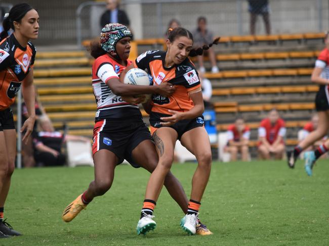 Shelbi Szabo helped the Wests Tigers to victory over Canberra. Picture: Sean Teuma