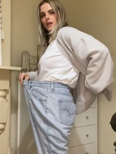 She tried on some of her old clothes on after losing weight. Picture: Supplied