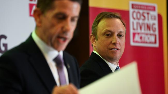 Treasurer Cameron Dick and Premier Steven Miles. Photo: Dan Peled / NewsWire